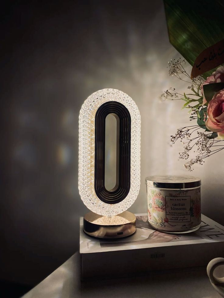 The Flair Store™ Oval Crystal Diamond Table Lamp, Touch Control, 3 Way Dimmable (TALL OVAL SHAPE)