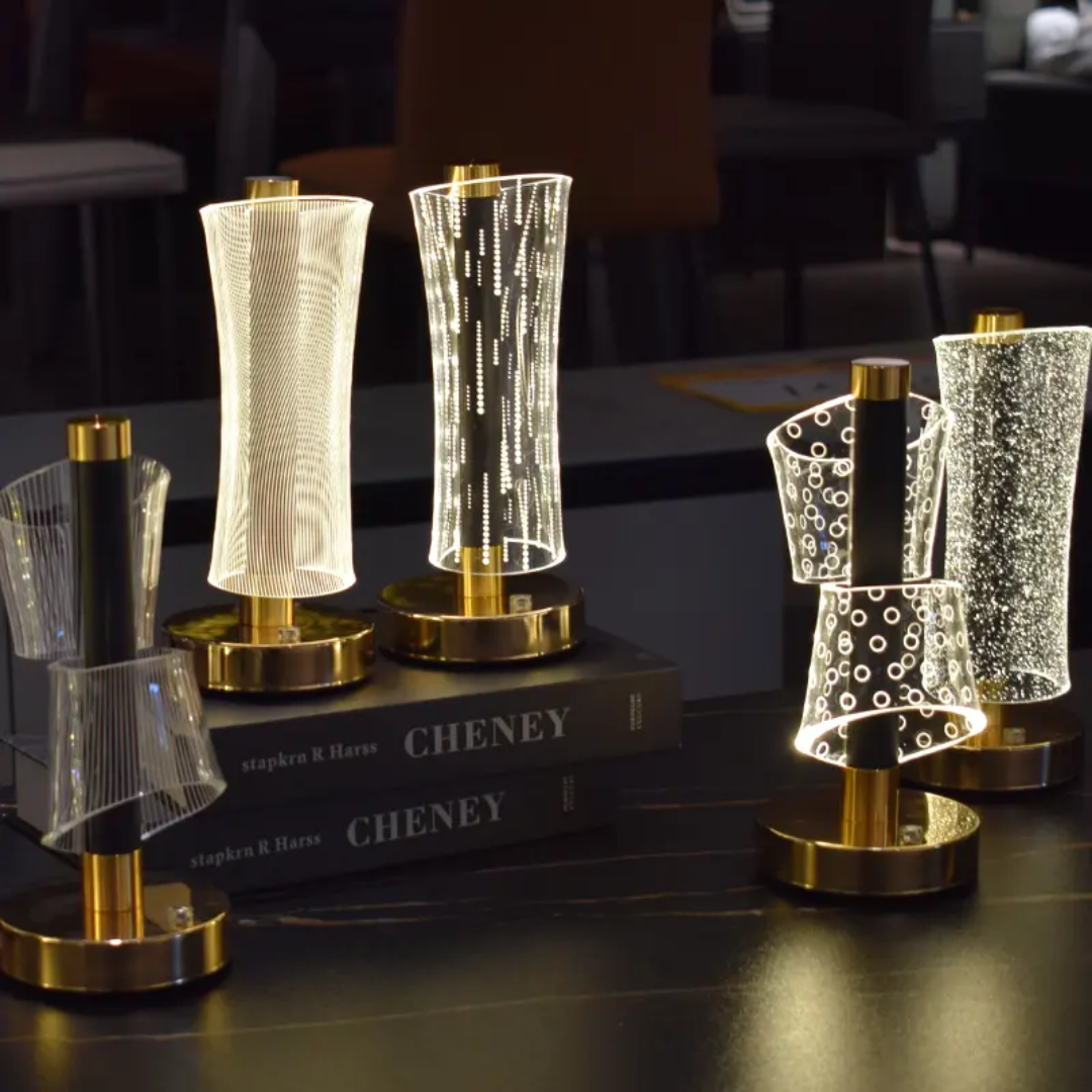 The Flair Store™ Frosted Glitter Crystal Table Lamp, Luxury Home Decor, Best for Gifting