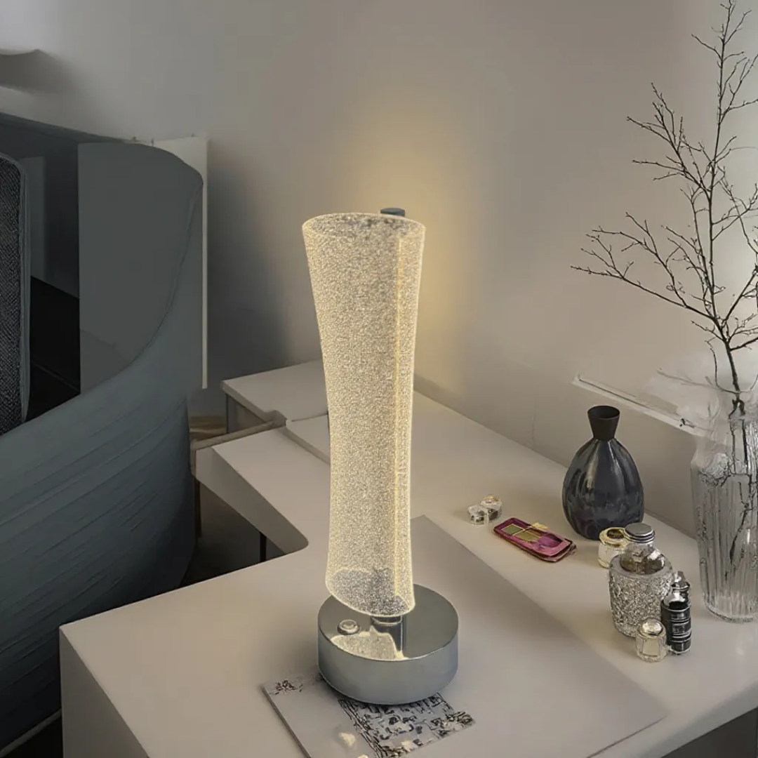 The Flair Store™ Frosted Glitter Crystal Table Lamp, Luxury Home Decor, Best for Gifting
