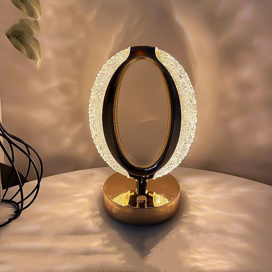 The Flair Store™ Crystal Diamond Table Lamp, Touch Control, 3 Way Dimmable, USB Rechargeable for Bedroom, Living Room (Oval Shape)
