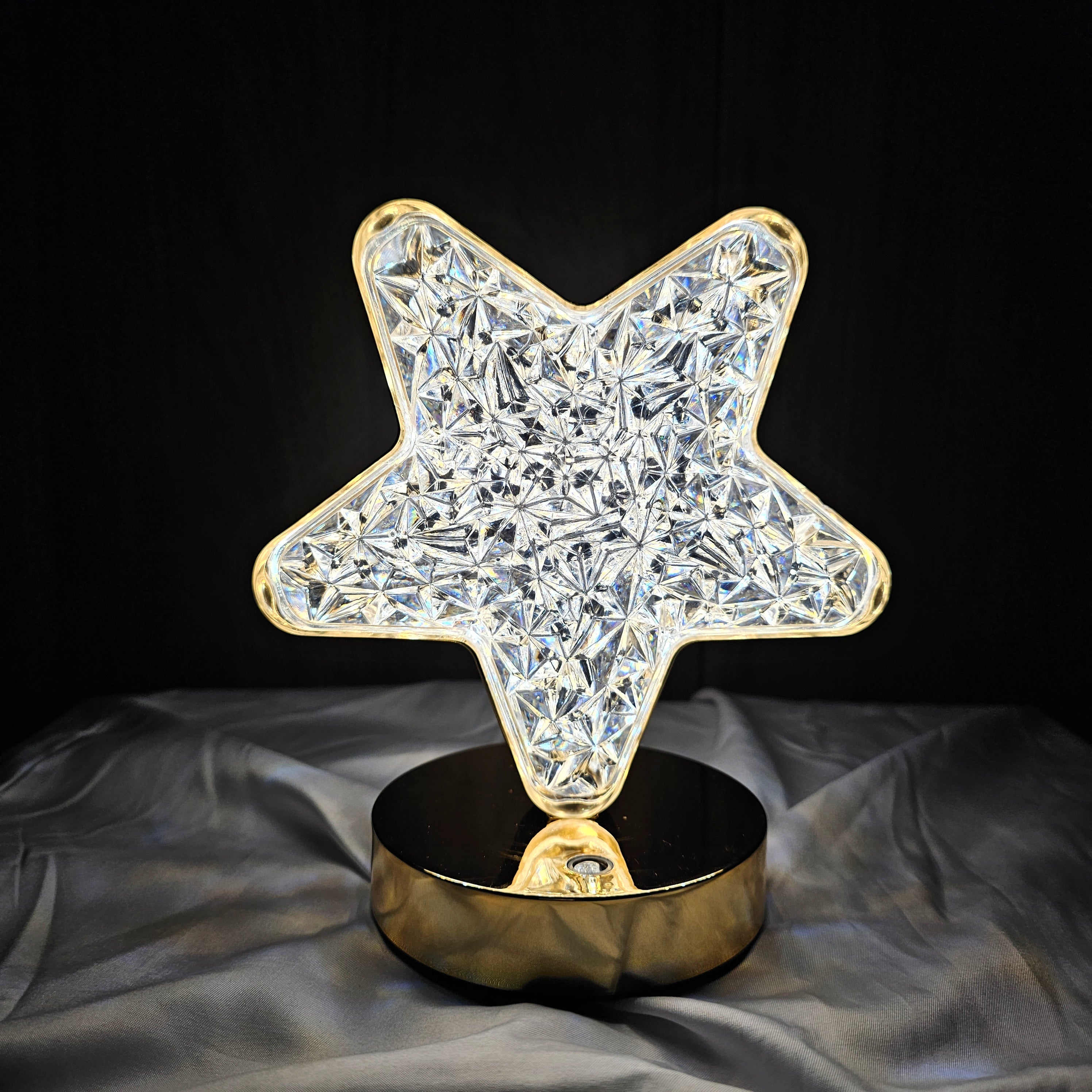 The Flair Store™ Crystal Diamond Table Lamp, Touch Control, 3 Way Dimmable, USB Rechargeable, Night Stand Light for Bedroom, Living Room 3-Modes LED Light (STAR)