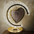 The Flair Store™ Half Moon Crystal LED Light  with Heart Shape Photo Frame| Valentines Gift| Anniversary Gift | 3Level Brightness | USB Powered | Touch Control.