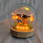 The Flair Store™ Romantic Couple in Tulip Flowers LED Night Light Crystal Ball Lamp With Wooden Base