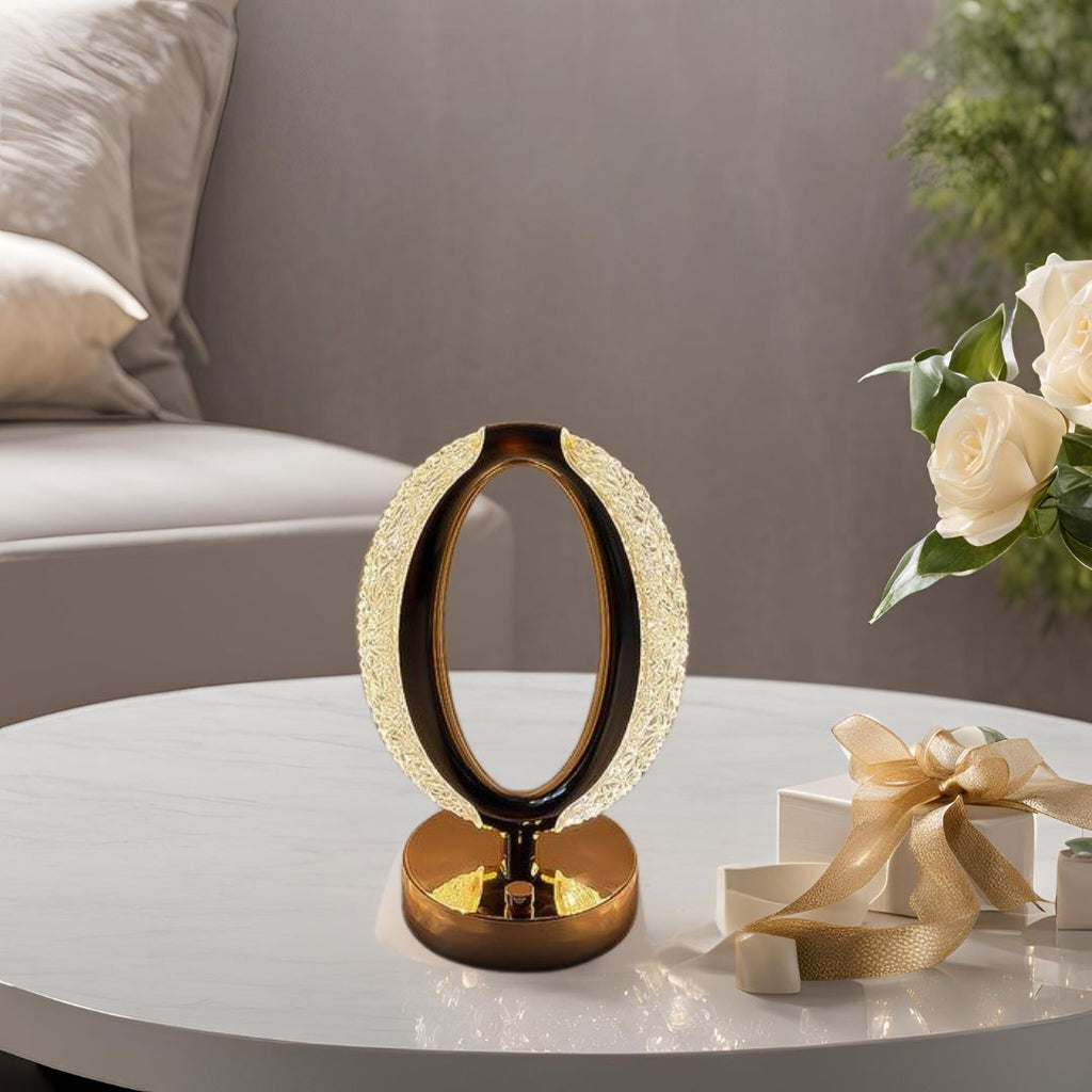 The Flair Store™ Crystal Diamond Table Lamp, Touch Control, 3 Way Dimmable, USB Rechargeable for Bedroom, Living Room (Oval Shape)