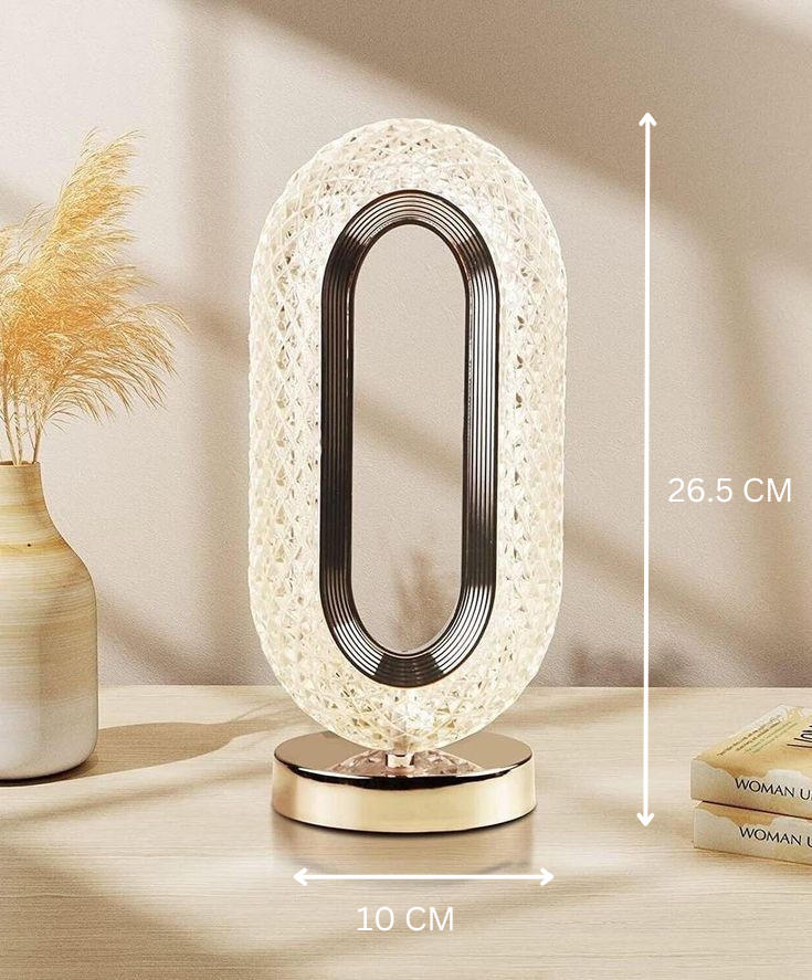 The Flair Store™ Oval Crystal Diamond Table Lamp, Touch Control, 3 Way Dimmable (TALL OVAL SHAPE)