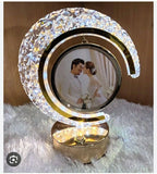 The Flair Store™ Half Moon Crystal LED Light  with Heart Shape Photo Frame| Valentines Gift| Anniversary Gift | 3Level Brightness | USB Powered | Touch Control.