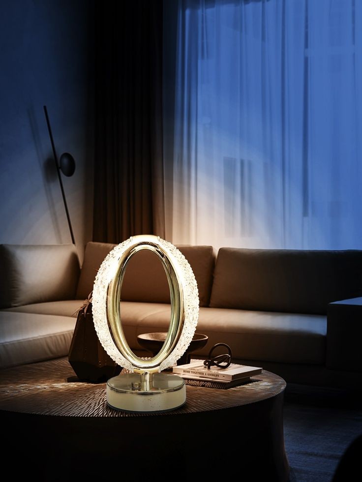 The Flair Store™ Crystal Diamond Table Lamp, Touch Control, 3 Way Dimmable, USB Rechargeable for Bedroom, Living Room (Oval Shape)