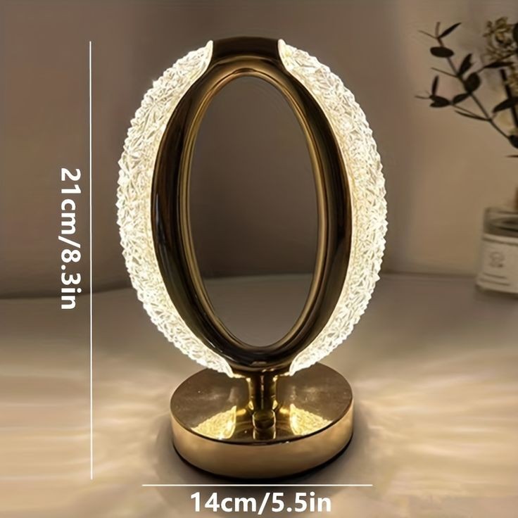 The Flair Store™ Crystal Diamond Table Lamp, Touch Control, 3 Way Dimmable, USB Rechargeable for Bedroom, Living Room (Oval Shape)