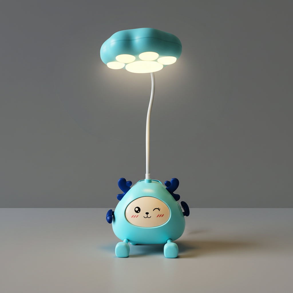 The Flair Store™ Cute Cartoon Study Lamp for Kids-Adjustable Neck, with mobile & pen Holder (Pack of 1)