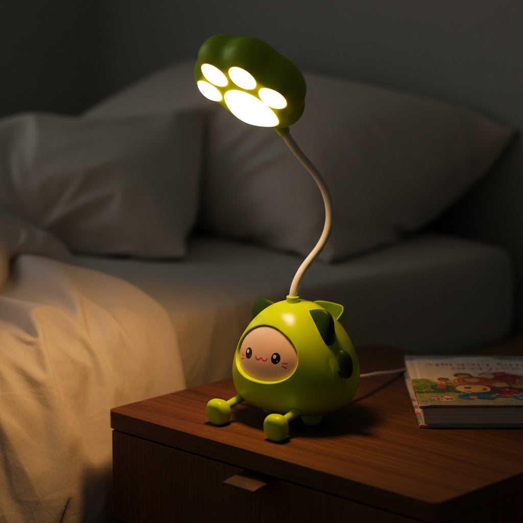 The Flair Store™ Cute Cartoon Study Lamp for Kids-Adjustable Neck, with mobile & pen Holder (Pack of 1)