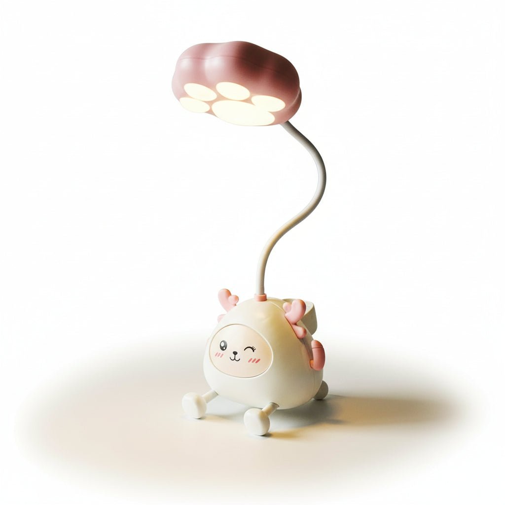 The Flair Store™ Cute Cartoon Study Lamp for Kids-Adjustable Neck, with mobile & pen Holder (Pack of 1)