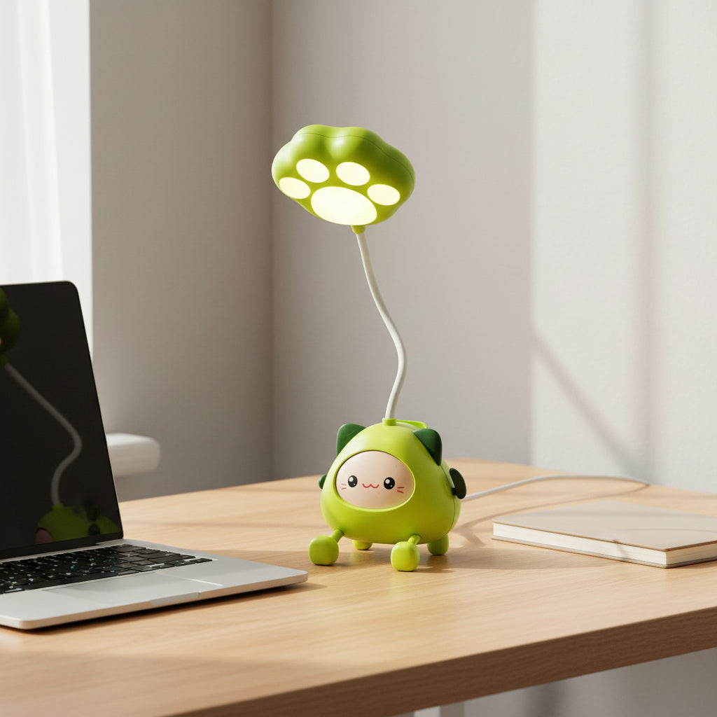 The Flair Store™ Cute Cartoon Study Lamp for Kids-Adjustable Neck, with mobile & pen Holder (Pack of 1)