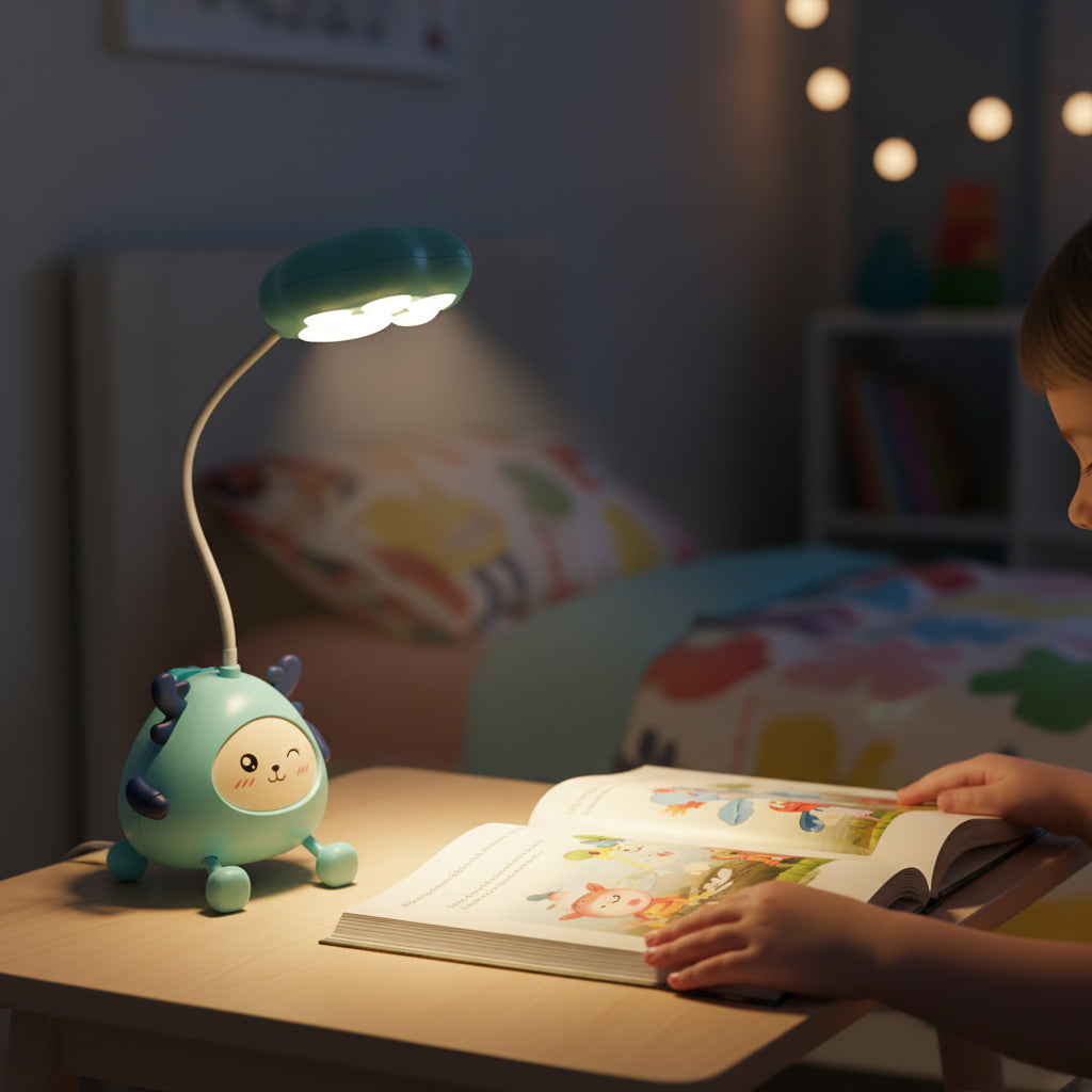 The Flair Store™ Cute Cartoon Study Lamp for Kids-Adjustable Neck, with mobile & pen Holder (Pack of 1)