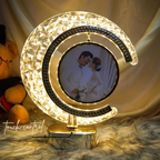The Flair Store™ Half Moon Crystal LED Light with Round Shape Photo Frame