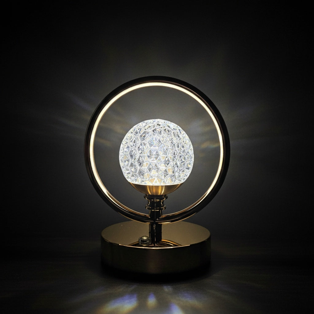 The Flair Store™ Crystal Diamond Round Ring Table Lamp, Night Stand Light for Bedroom, Living Room
