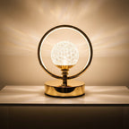 The Flair Store™ Crystal Diamond Round Ring Table Lamp, Night Stand Light for Bedroom, Living Room